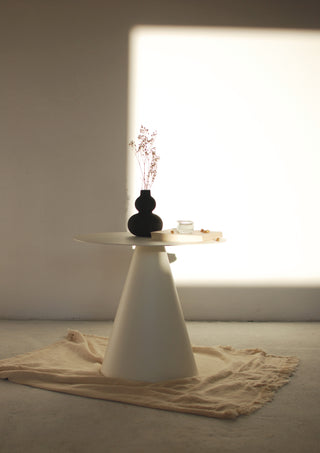 Cherry Round Metal Side Table