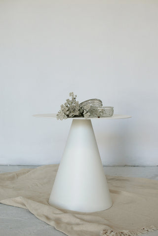 Cherry Round Metal Side Table