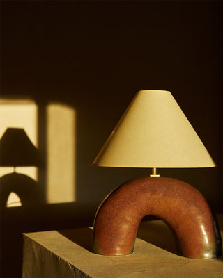 Volta Ceramic Table Lamp, Matte Brown