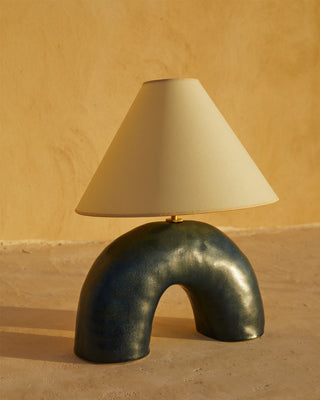 Volta Ceramic Table Lamp, Matte Navy Blue