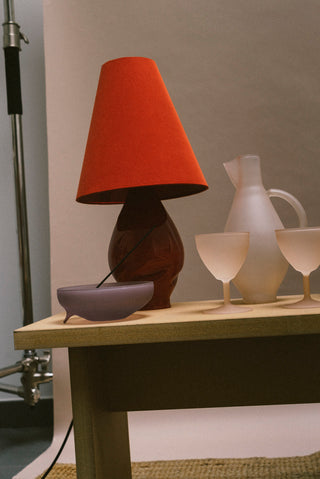 Dark Red Conical Glass Table Lamp I