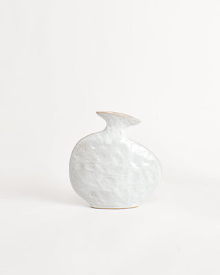 Vase Plat, Blanc Brillant