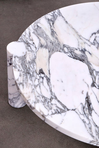 Alexis 90 Round Marble Coffee Table, Arabescato Marble