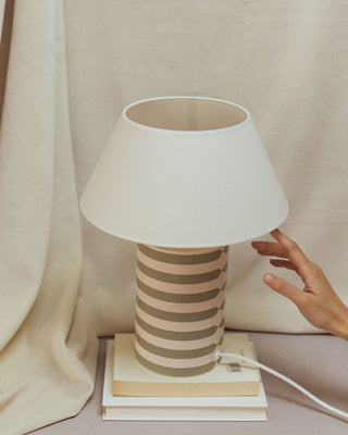 Bolet Table Lamp, green and white stripes