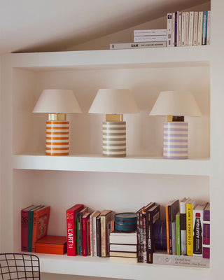 Bolet Table Lamp, lavender and white stripes