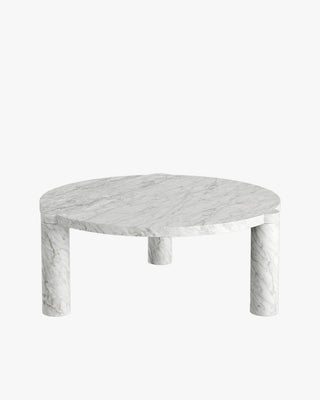 Alexis 90 Round Marble Coffee Table, Arabescato Marble