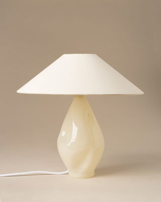 Beige Conical Glass Table Lamp