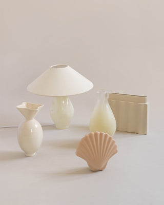 Beige Conical Glass Lamp