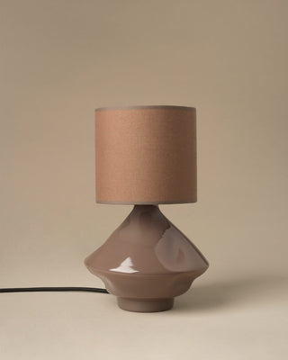 Brown Cylindrical Glass Table Lamp