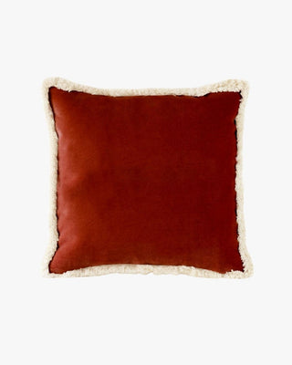 Daisy Brick Red Velvet Cushion