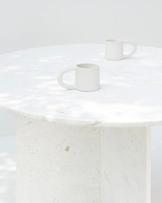 Trofi Round Marble Dining Table in French Vanilla