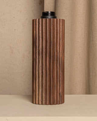 Flutita Cylindrical Ribbed Wood Table Lamp